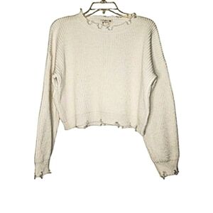 Women's Cropped Distressed Sweater Size L